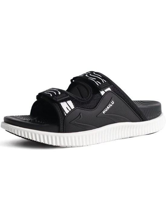 Men\'s Black White Athletic Thick Cushion Recovery Slides Orthotic Sandal Shoes